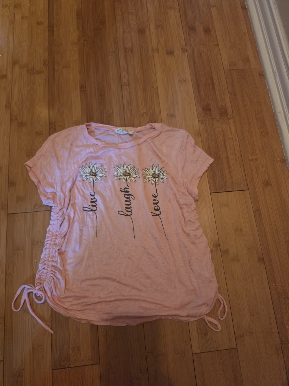Live Laugh Love Pink Ruched Side  Tee